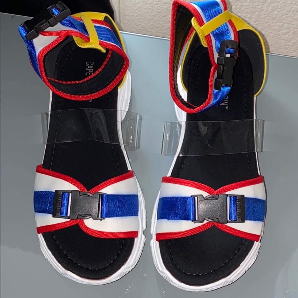 Cape Robbin multi color bungee sandals size 8